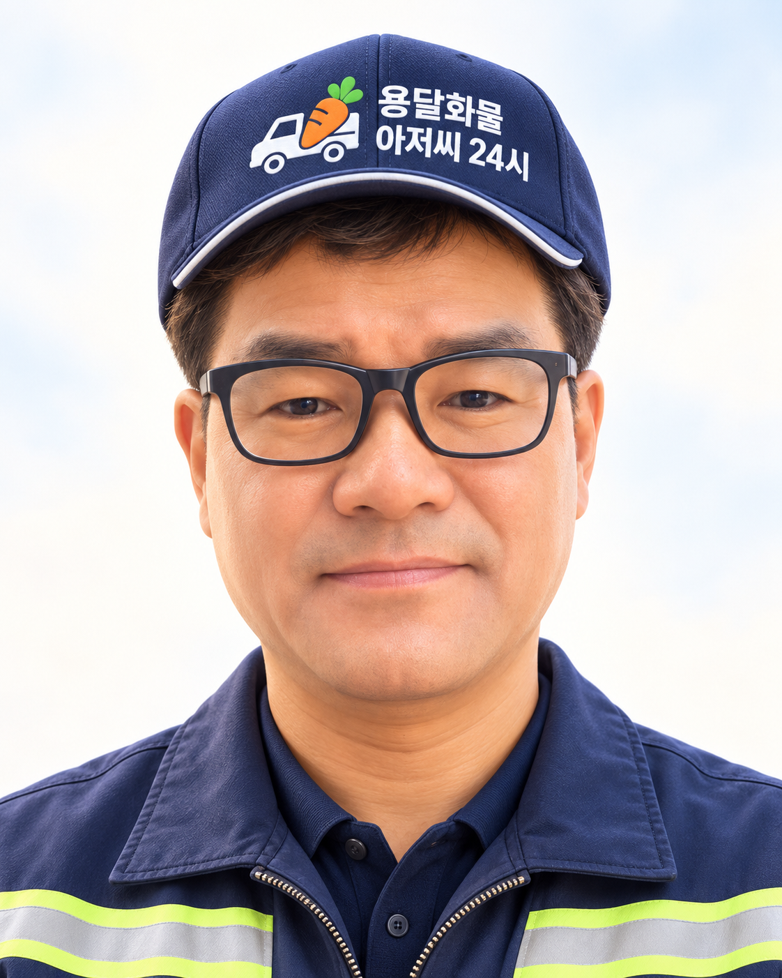 상호가 들어간 남색 모자를 쓴 전해준 대표의 밝게 보정한 얼굴 이미지